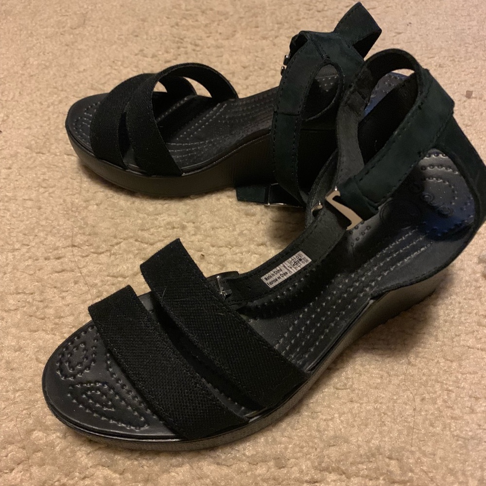 SOLD Crocs ankle strap wedge